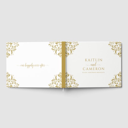 Bruiloft Elegant Luxe  Victoriaans Goud Gastenboek (Volledig)