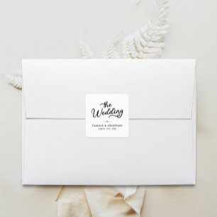 Bruiloft Elegant Minimaal Vierkante Sticker