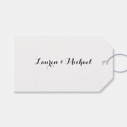 Bruiloft Elegant Minimalistische Kalligrafie Zwart Cadeaulabel (Voorkant (Horizontaal))