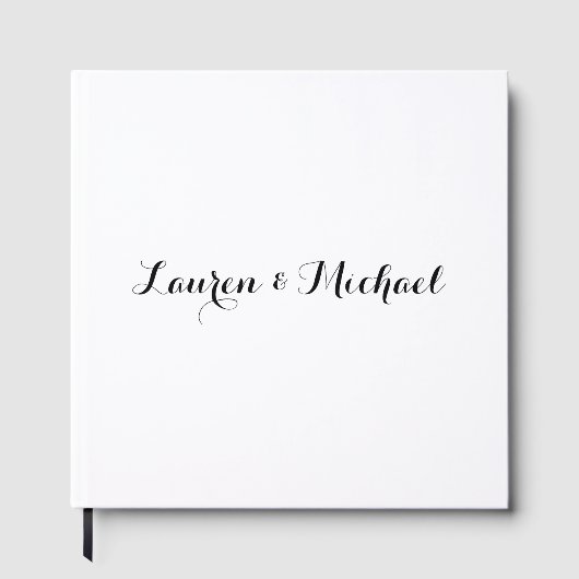 Bruiloft Elegant Minimalistische Kalligrafie Zwart Gastenboek (Voorkant)