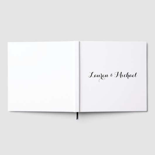Bruiloft Elegant Minimalistische Kalligrafie Zwart Gastenboek (Volledig)