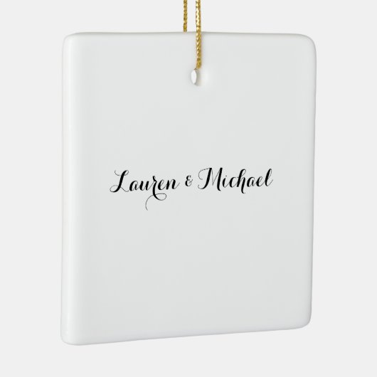 Bruiloft Elegant Minimalistische Kalligrafie Zwart Keramisch Ornament (Rechts)