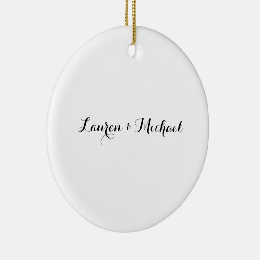 Bruiloft Elegant Minimalistische Kalligrafie Zwart Keramisch Ornament (Rechts)