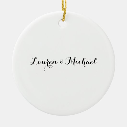 Bruiloft Elegant Minimalistische Kalligrafie Zwart Keramisch Ornament (Voorkant)