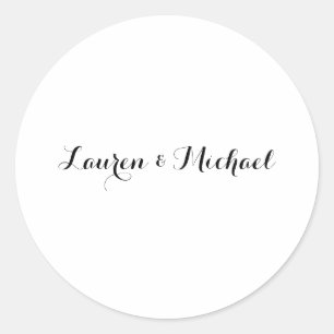 Bruiloft Elegant Minimalistische Kalligrafie Zwart Ronde Sticker