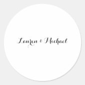Bruiloft Elegant Minimalistische Kalligrafie Zwart Ronde Sticker (Voorkant)