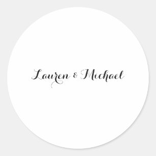 Bruiloft Elegant Minimalistische Kalligrafie Zwart Ronde Sticker