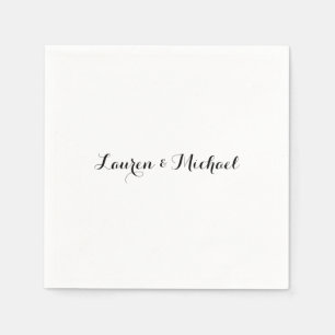 Bruiloft Elegant Minimalistische Kalligrafie Zwart Servet