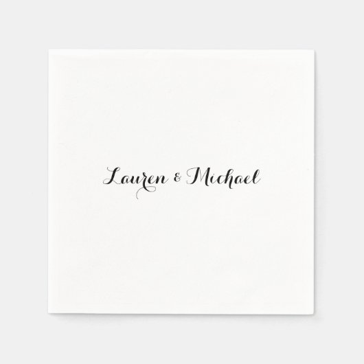 Bruiloft Elegant Minimalistische Kalligrafie Zwart Servet (Voorkant)