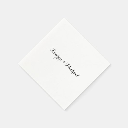 Bruiloft Elegant Minimalistische Kalligrafie Zwart Servet (Hoek)