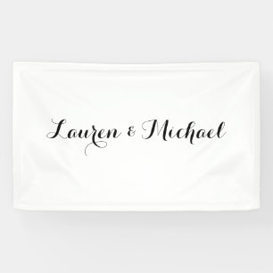 Bruiloft Elegant Minimalistische Kalligrafie Zwart Spandoek