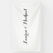 Bruiloft Elegant Minimalistische Kalligrafie Zwart Spandoek (Verticaal)