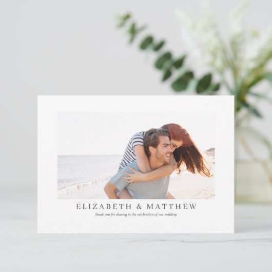 Bruiloft | Elegant Modern Custom Two-foto Bedankkaart (Staand voorkant)