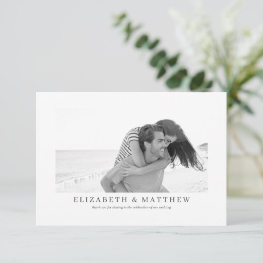 Bruiloft | Elegant Modern Custom Two-foto Bedankkaart (Staand voorkant)