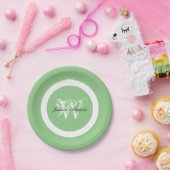 Bruiloft Elegant Monogram Naam Chic Pastel Groen Papieren Bordje (Feest)