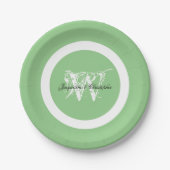 Bruiloft Elegant Monogram Naam Chic Pastel Groen Papieren Bordje (Voorkant)