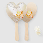 Bruiloft Elegant Roos Goud Paperweight Handwaaier (Voorkant en achterkant)