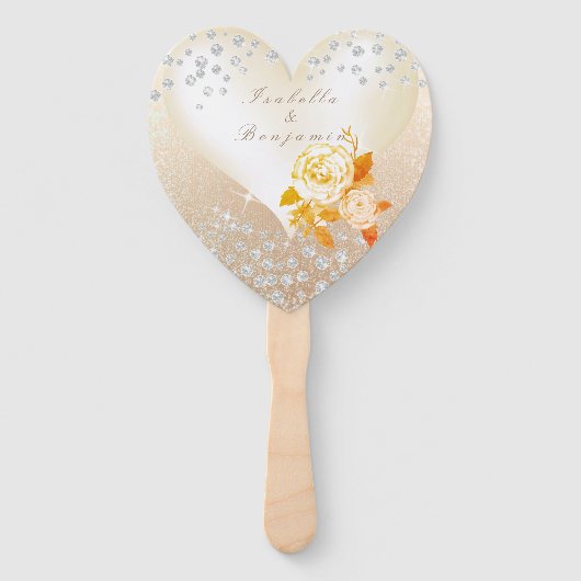 Bruiloft Elegant Roos Goud Paperweight Handwaaier (Voorkant)