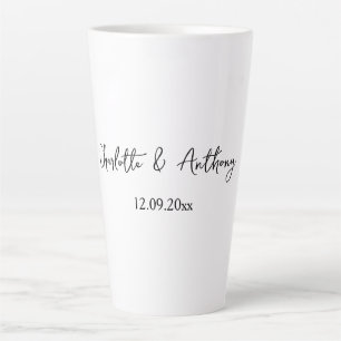 Bruiloft Elegant Script Creatief Zwart Wit Latte Mok