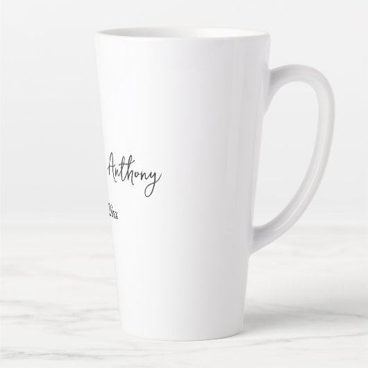 Bruiloft Elegant Script Creatief Zwart Wit Latte Mok (Rechts)