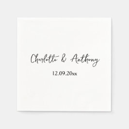 Bruiloft Elegant Script Creatief Zwart Wit Servet