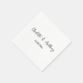 Bruiloft Elegant Script Creatief Zwart Wit Servet (Hoek)