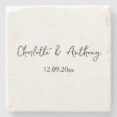 Bruiloft Elegant Script Creatief Zwart Wit Stenen Onderzetter (Voorkant)