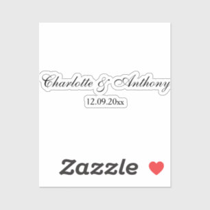Bruiloft Elegant Script Creatief Zwart Wit Sticker