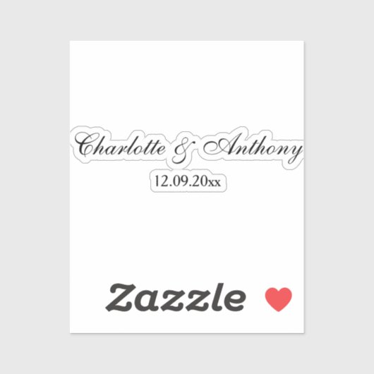 Bruiloft Elegant Script Creatief Zwart Wit Sticker (Vel)