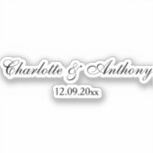 Bruiloft Elegant Script Creatief Zwart Wit Sticker (Voorkant)