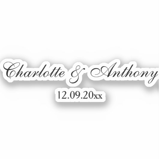 Bruiloft Elegant Script Creatief Zwart Wit Sticker (Voorkant)
