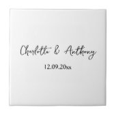 Bruiloft Elegant Script Creatief Zwart Wit Tegeltje (Voorkant)