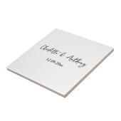 Bruiloft Elegant Script Creatief Zwart Wit Tegeltje (Zijkant)