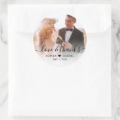 Bruiloft Elegant Script Heart Photo Dank u Ronde Sticker (Tas)