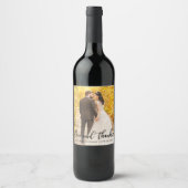 Bruiloft Elegant Script Liefde en Bedankt Fotoboek Wijn Etiket (Voorkant)