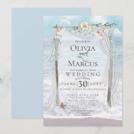 Bruiloft | Elegant Seaside Driftwood Tulle Arbour Kaart