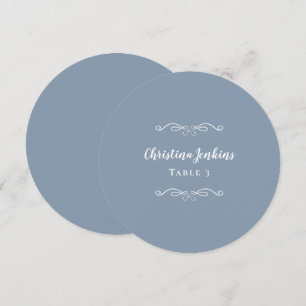 Bruiloft Elegant Stof Blauw Ronde Plaatskaart voor