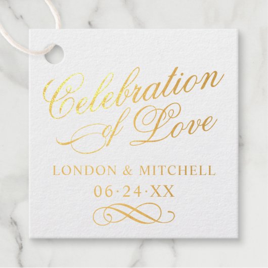 Bruiloft Elegant Trouw Monogram Goud Bedankjes Labels (Voorkant)