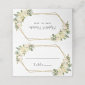 Bruiloft Elegant Wit Chic Roos Bloemen Goud Lijst Plaatskaartje (Buitenkant ongevouwen)