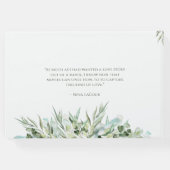 Bruiloft Elegant Wit Goud Hart Eucalyptus Bladeren Gastenboek (Achterkant)