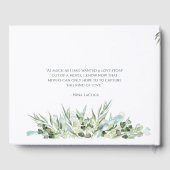 Bruiloft Elegant Wit Goud Hart Eucalyptus Bladeren Gastenboek (Achterkant)