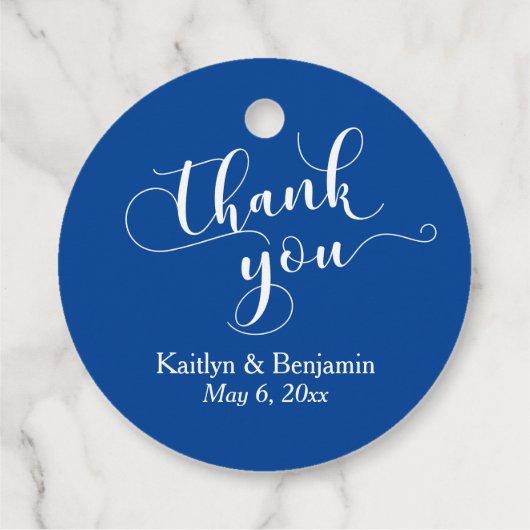 Bruiloft Elegant Wit op Deep Blue Dank u Bedankjes Labels (Achterkant)
