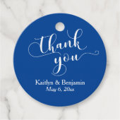 Bruiloft Elegant Wit op Deep Blue Dank u Bedankjes Labels (Voorkant)