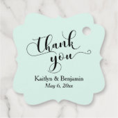 Bruiloft Elegant Zwart Script, Mint Groen Dank u Bedankjes Labels (Achterkant)