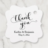 Bruiloft Elegant Zwart Script op Wit Dank u Bedankjes Labels (Achterkant)