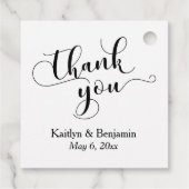 Bruiloft Elegant Zwart Script op Wit Dank u Bedankjes Labels (Achterkant)