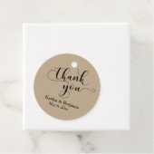 Bruiloft Elegant Zwart Script, Warm Zand Dank U Bedankjes Labels (In situ)