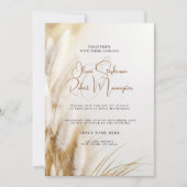 Bruiloft | Elegante Boheemse Bloemen Gouden Pampa' Kaart (Voorkant)