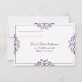 Bruiloft Elegante  Reply Kaart Plum / Paarse (Achterkant)