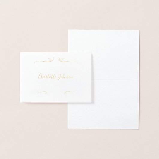 Bruiloft Elegante Script Naam Plaats Echt Goud Folie Kaarten (Display)